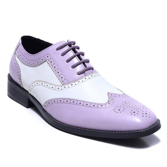 Lavender White 1920\'s Wingtip Lace up Oxford Dress Shoes main image 7